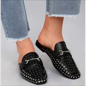 Steve Madden Royce Studded Black Loafer Mule 6.5